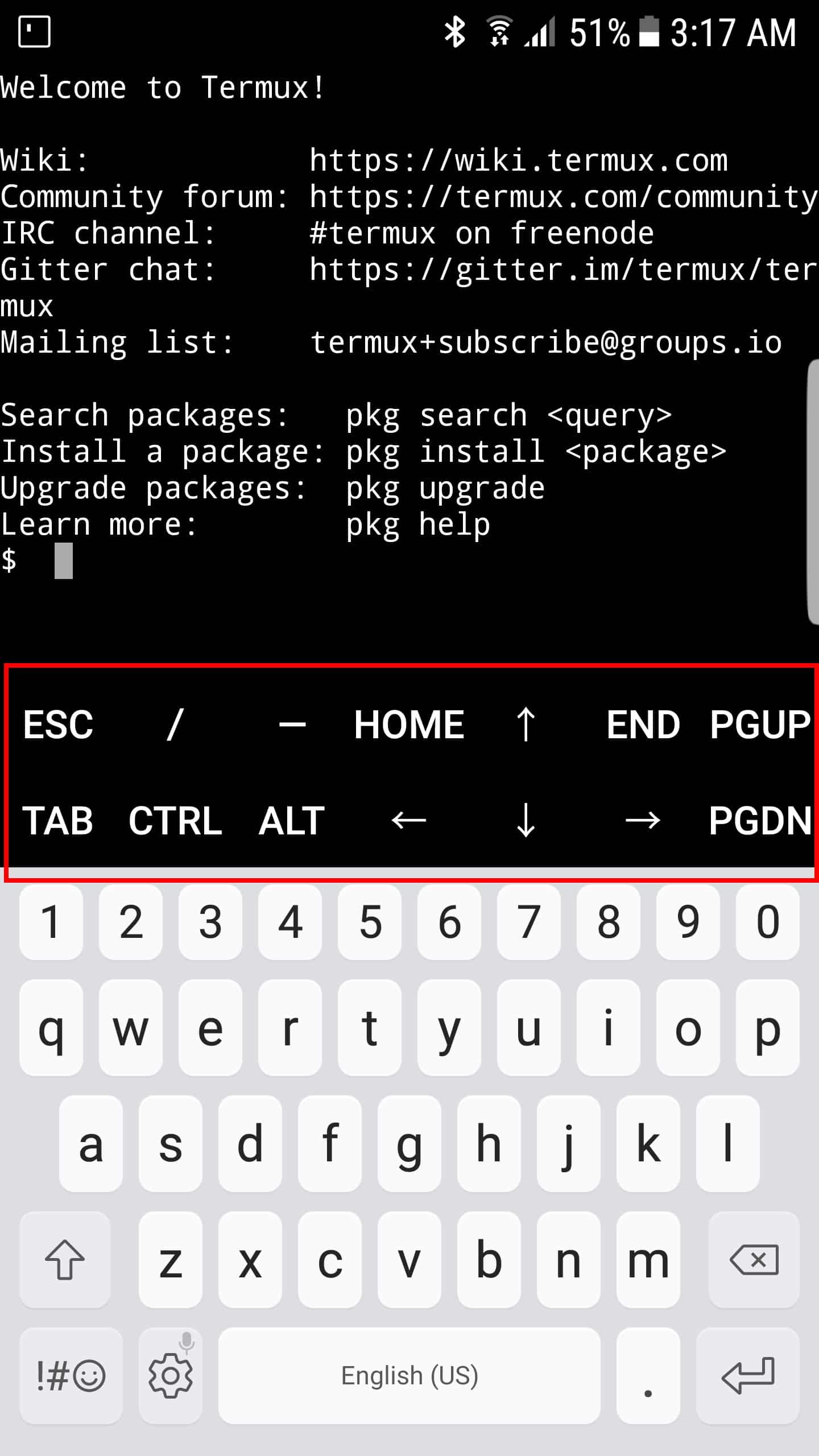 termux keyboard screenshot
