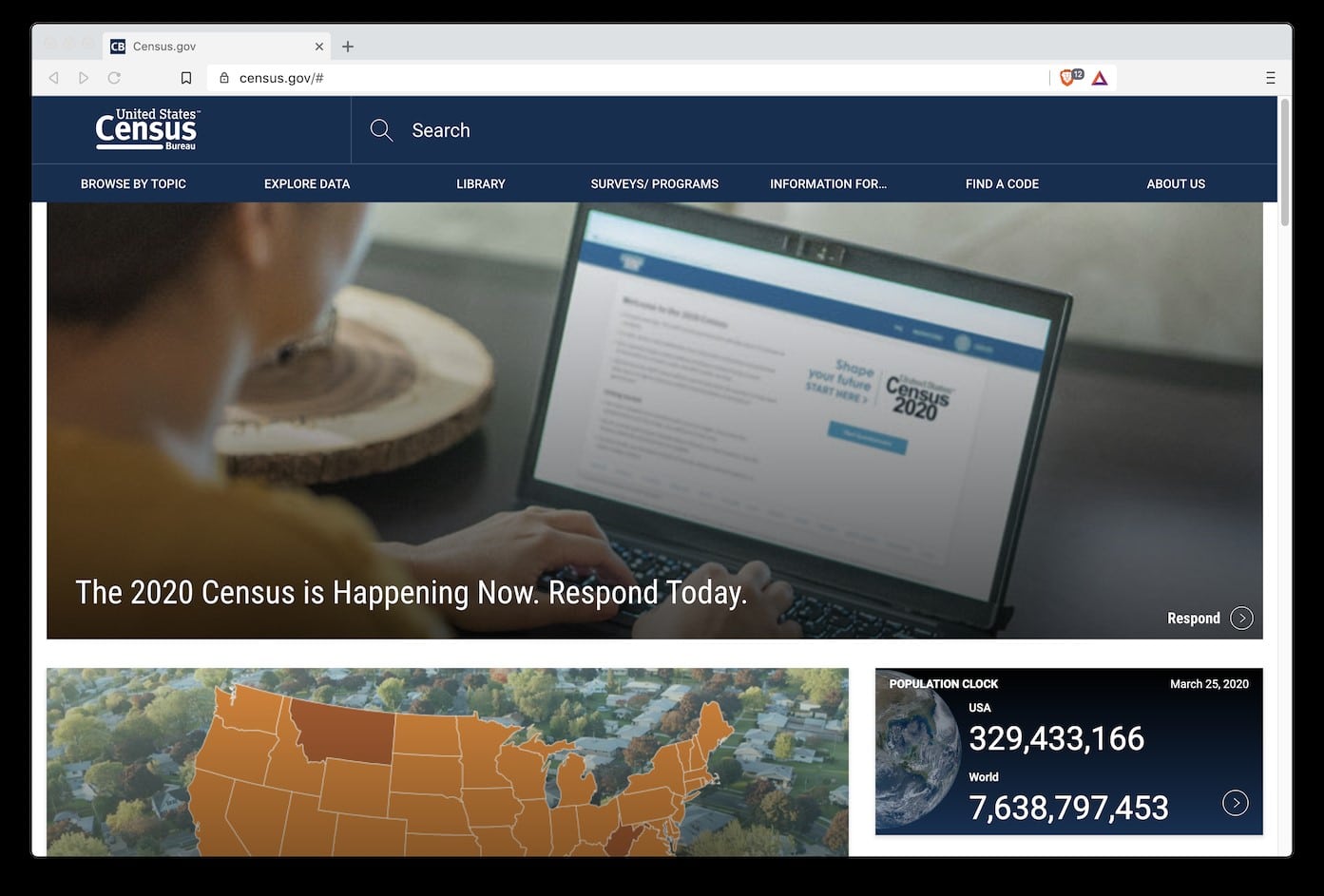 Census website screenshot