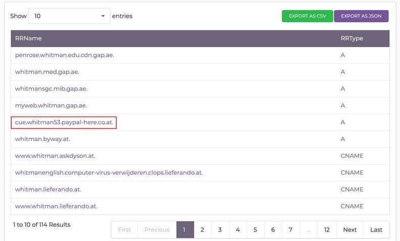 DNSDB Scout Flexible Search Results