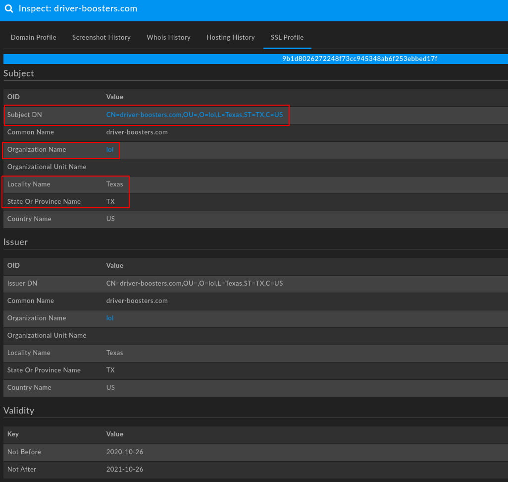 Screenshot in DomainTools Iris of driver-boosters.com domain Profile