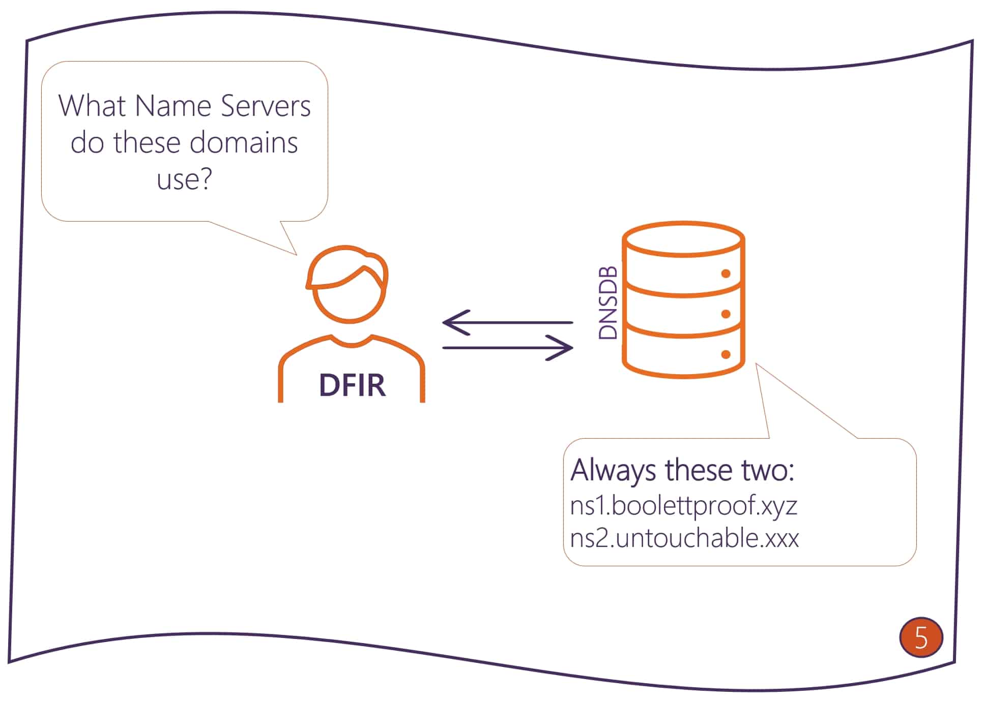 DFIR finds the name servers used by those domains