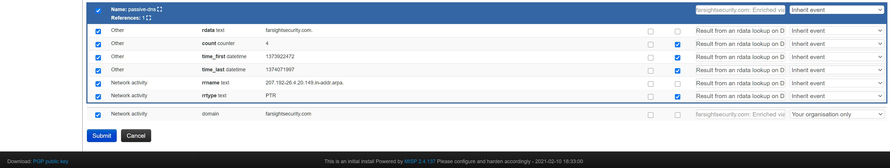 Screenshot showing button to submit results