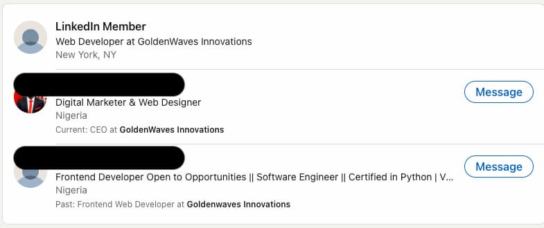 Looking at the CEO’s current contact information on LinkedIn
