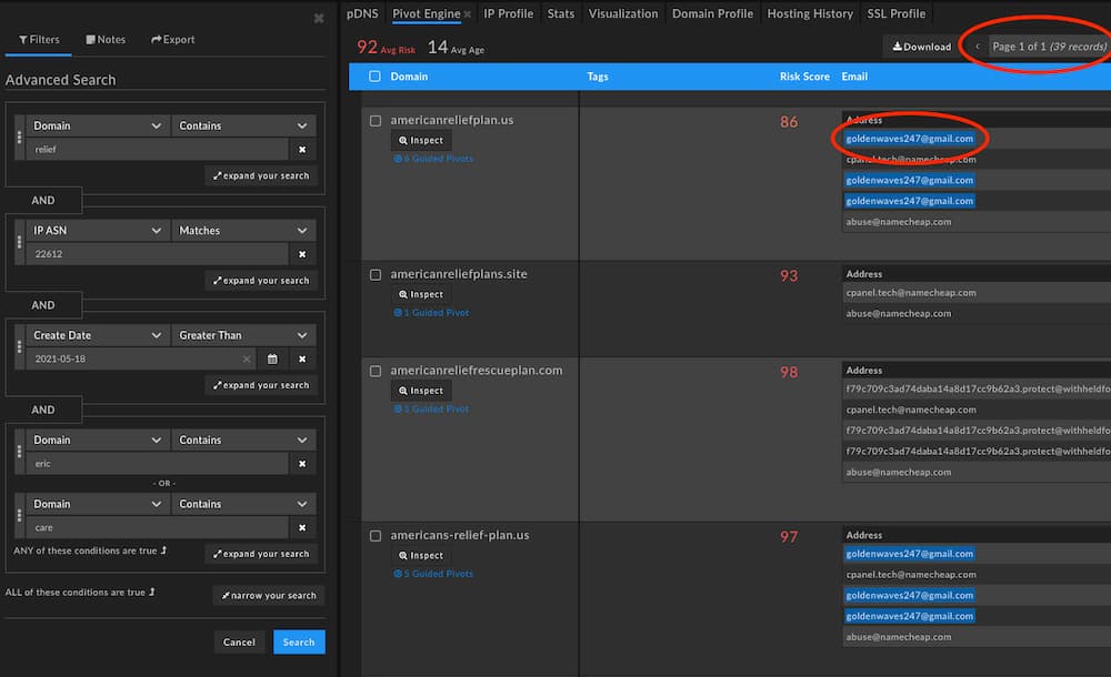 DomainTools researchers revealed 39 potential domains