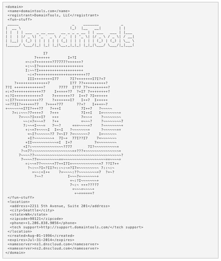 Easter egg from an old DomainTools Whois record for your enjoyment
