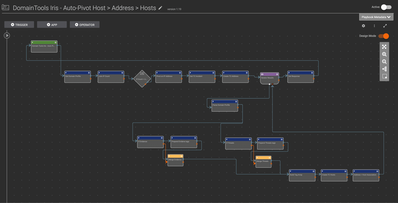 DomainTools Iris – Auto-Pivot Host > Address > Hosts