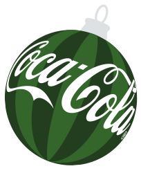 Green Coca-Cola branded Christmas ornament bauble with a silver cap.