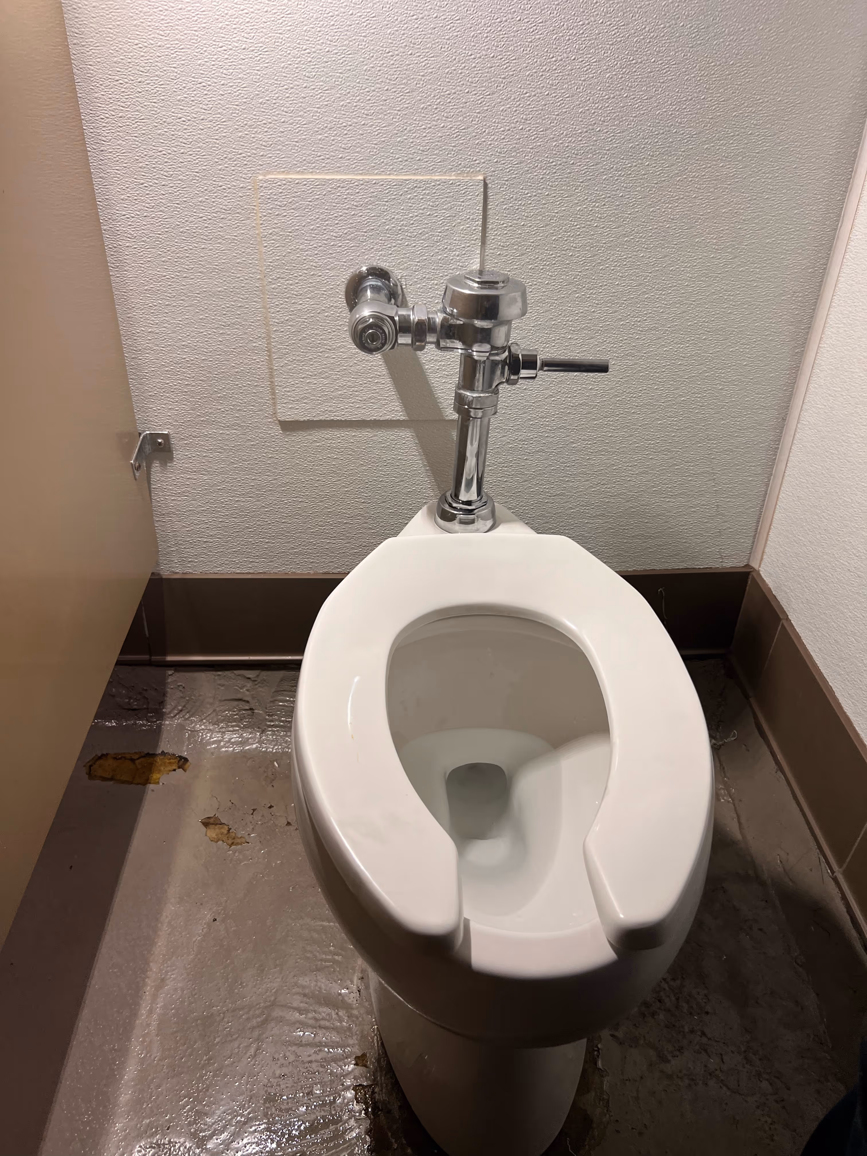 Toilet installation in residential bathroom