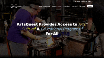 Scrolling through the homepage of Arts Quest