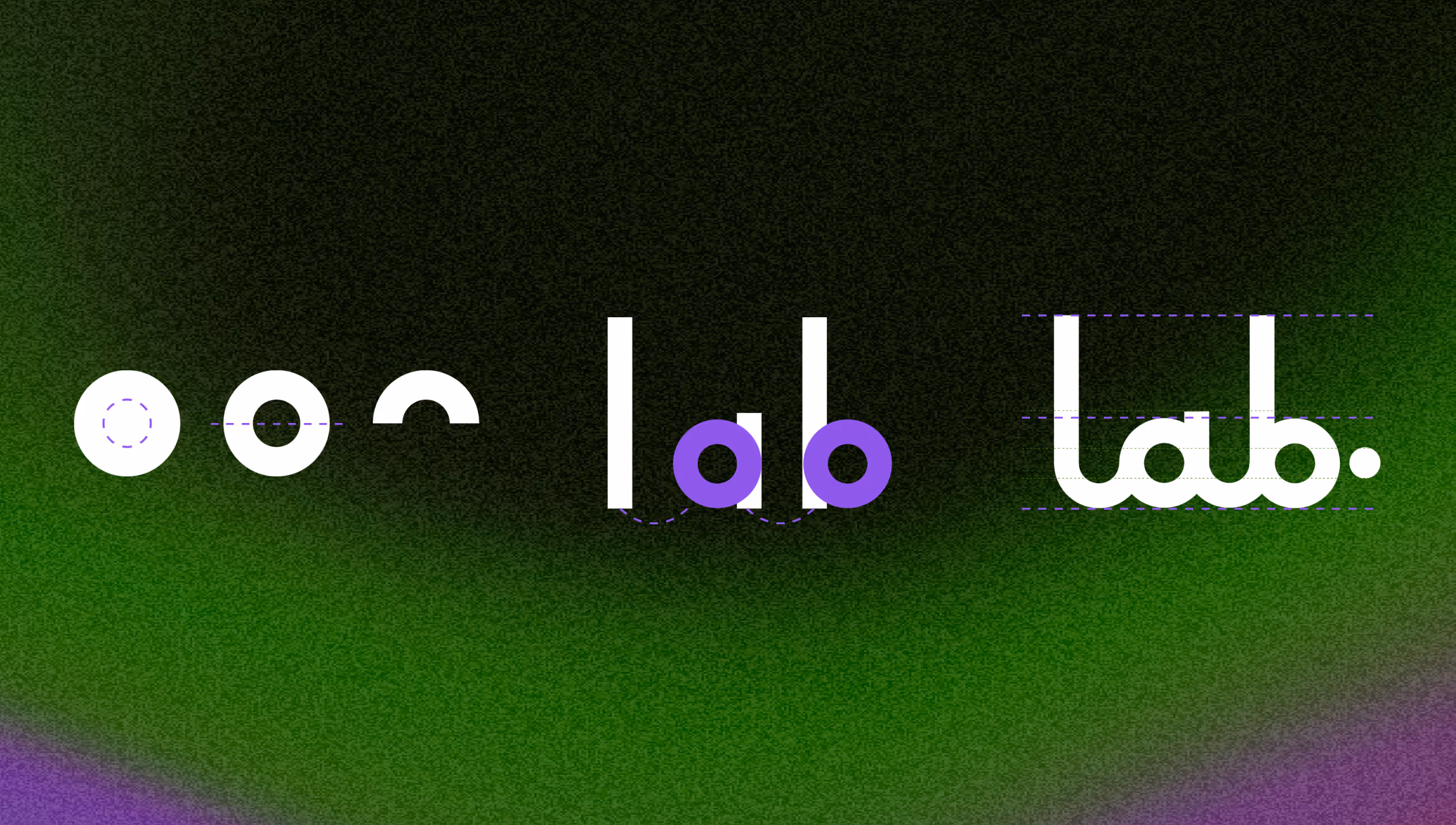 Showing how the ab logo was constructed from a circle, donut, and semi circle. 