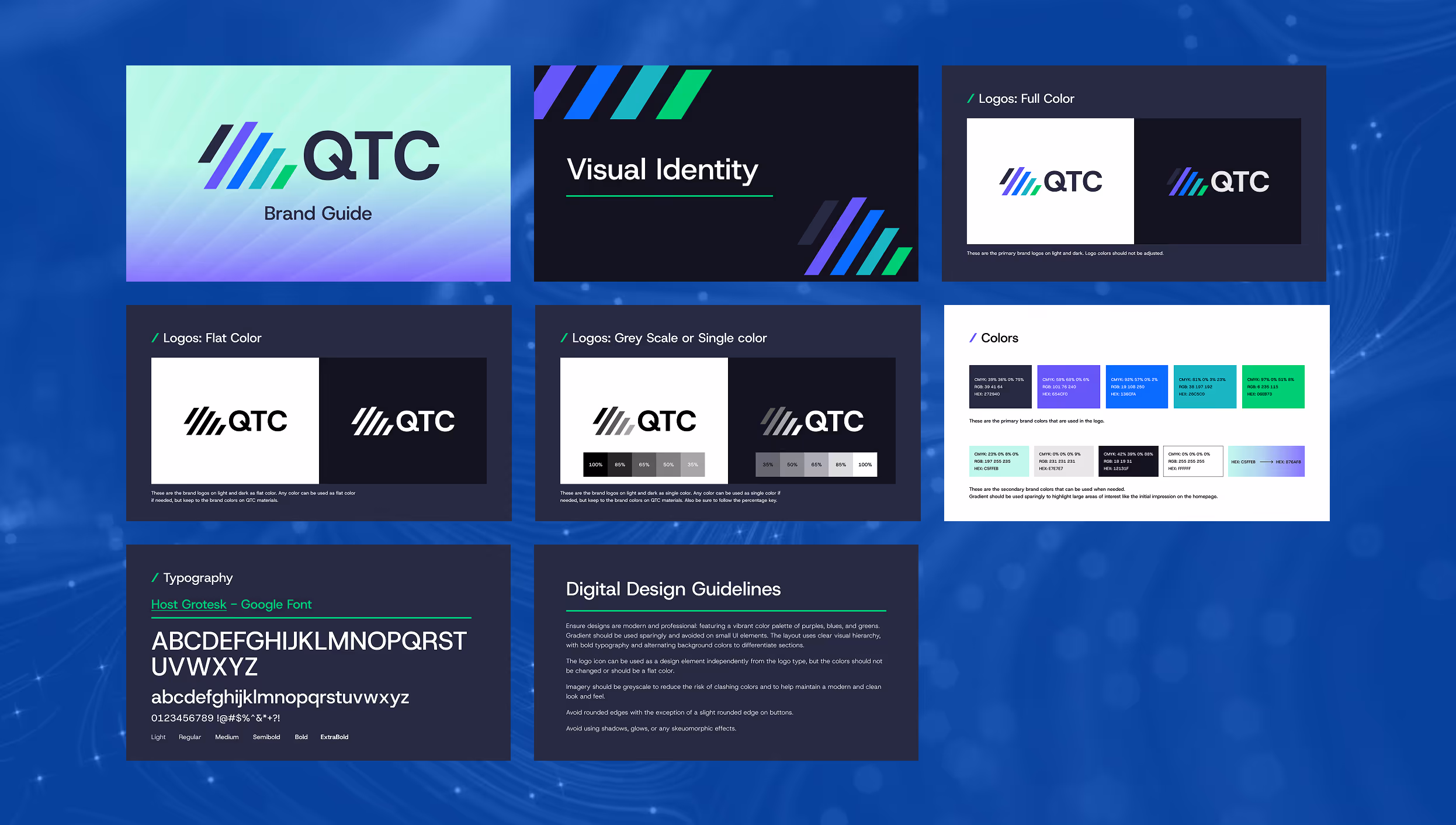 An overview of the digital brand guidelines design. 