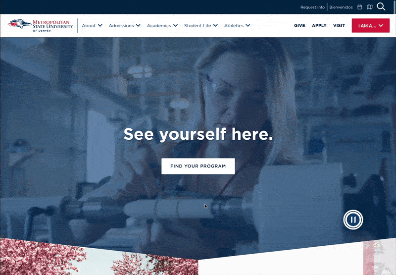 A gif scrolling through the homepage of Metro State Denver