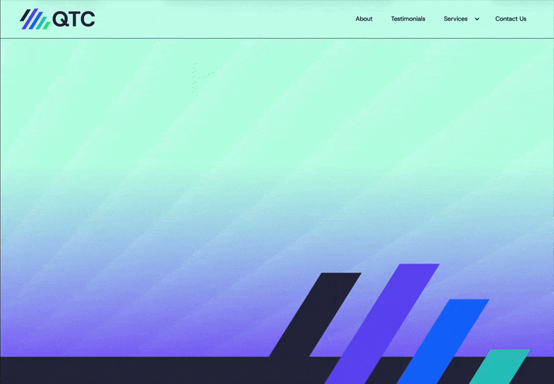 A gif of scrolling the QTC homepage.