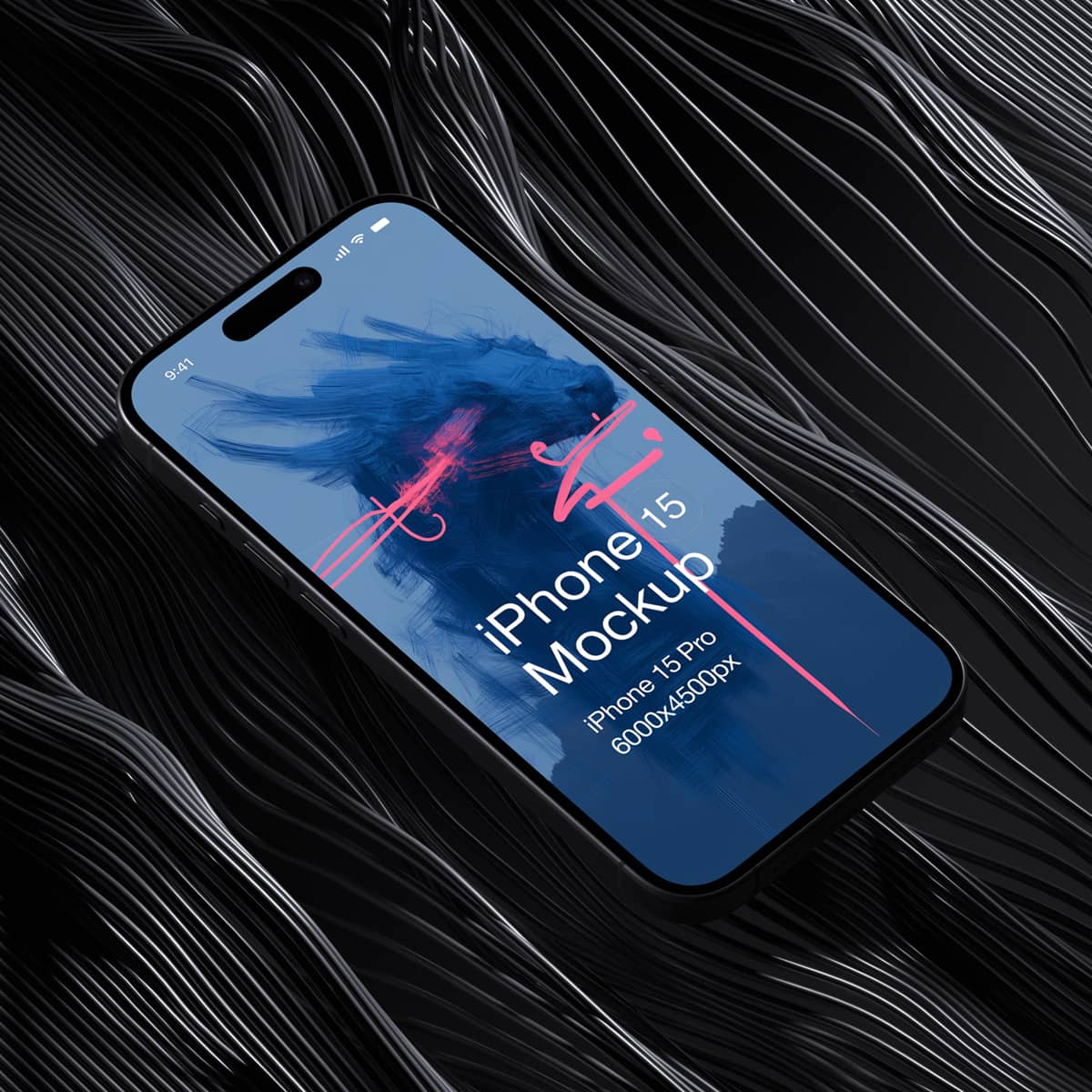 A smartphone lying on an ultramodern surface, displaying a painting on its screen.