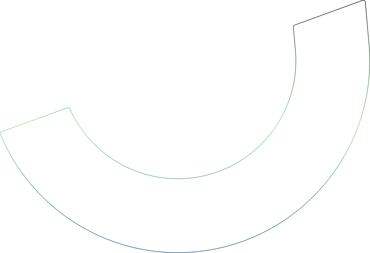 Gradient semi-circle shape with smooth color transition from green to blue on a transparent background.