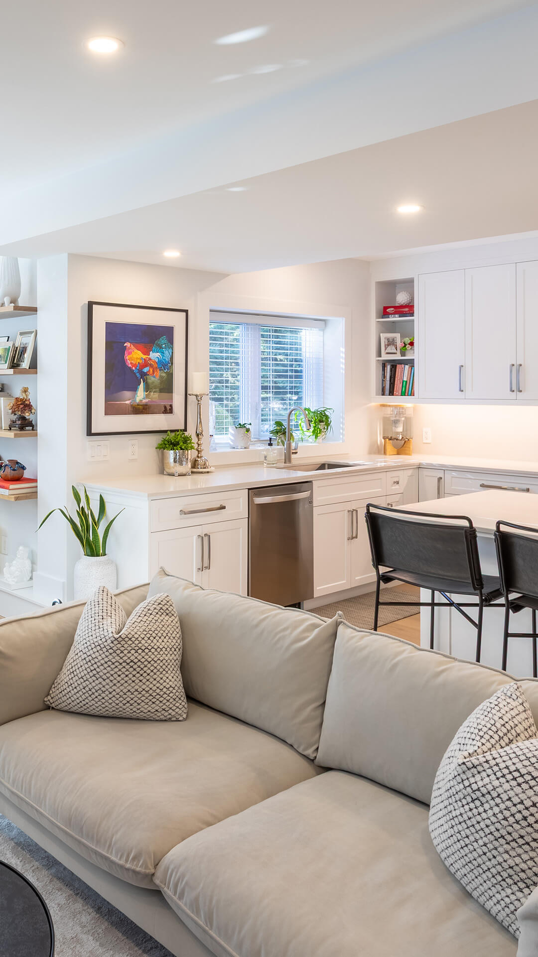 backyard landscaping with pool featureing waterfalls flowing into the pool, cabana with fireplace