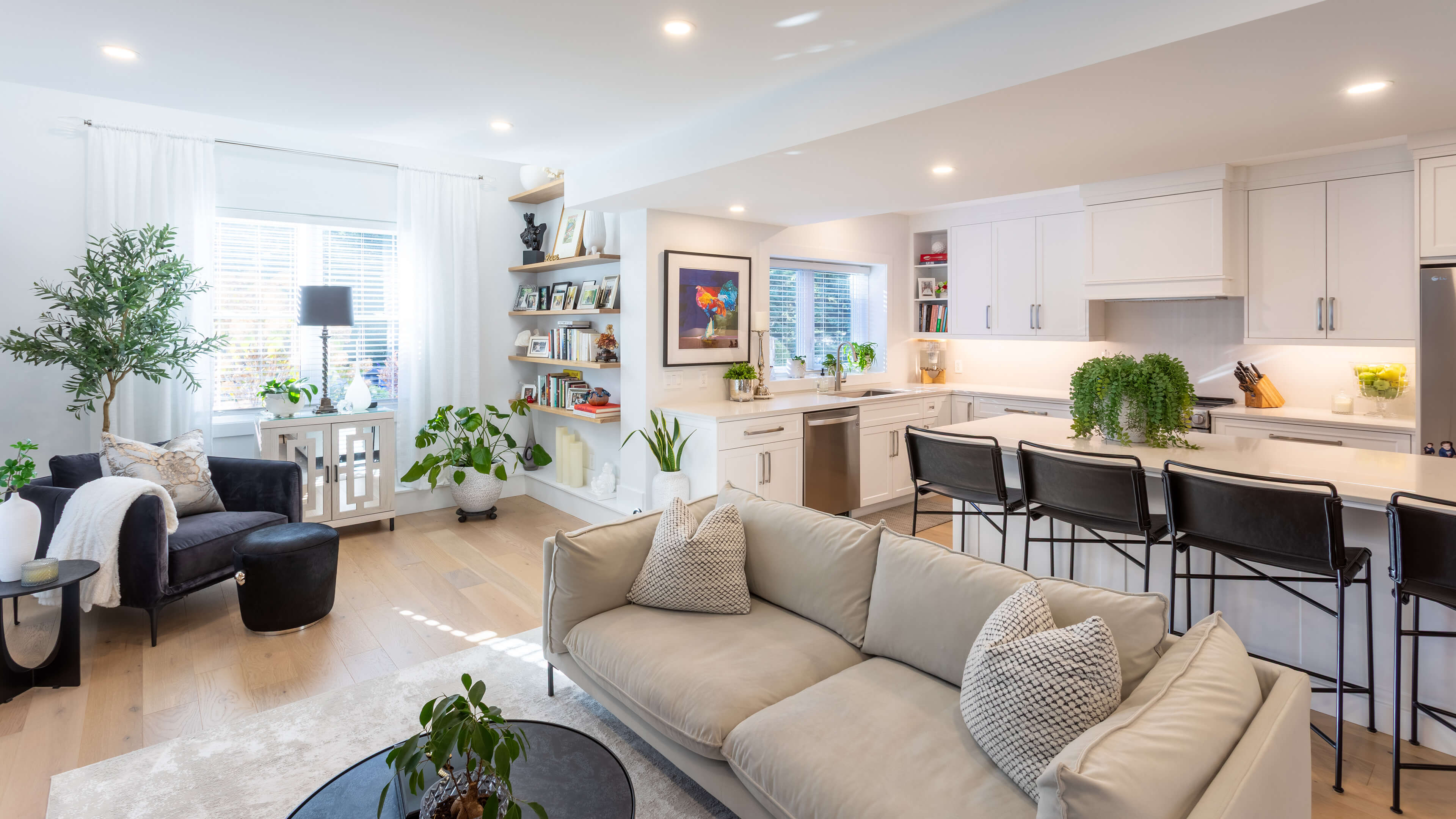 backyard landscaping with pool featureing waterfalls flowing into the pool, cabana with fireplace