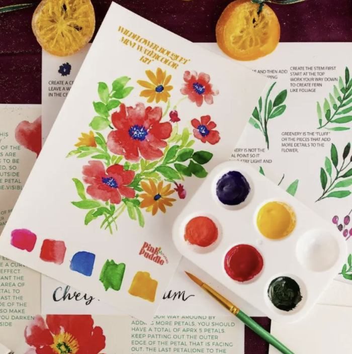 Wildflower Bouquet Flower DIY Painting Watercolor Mini Kit