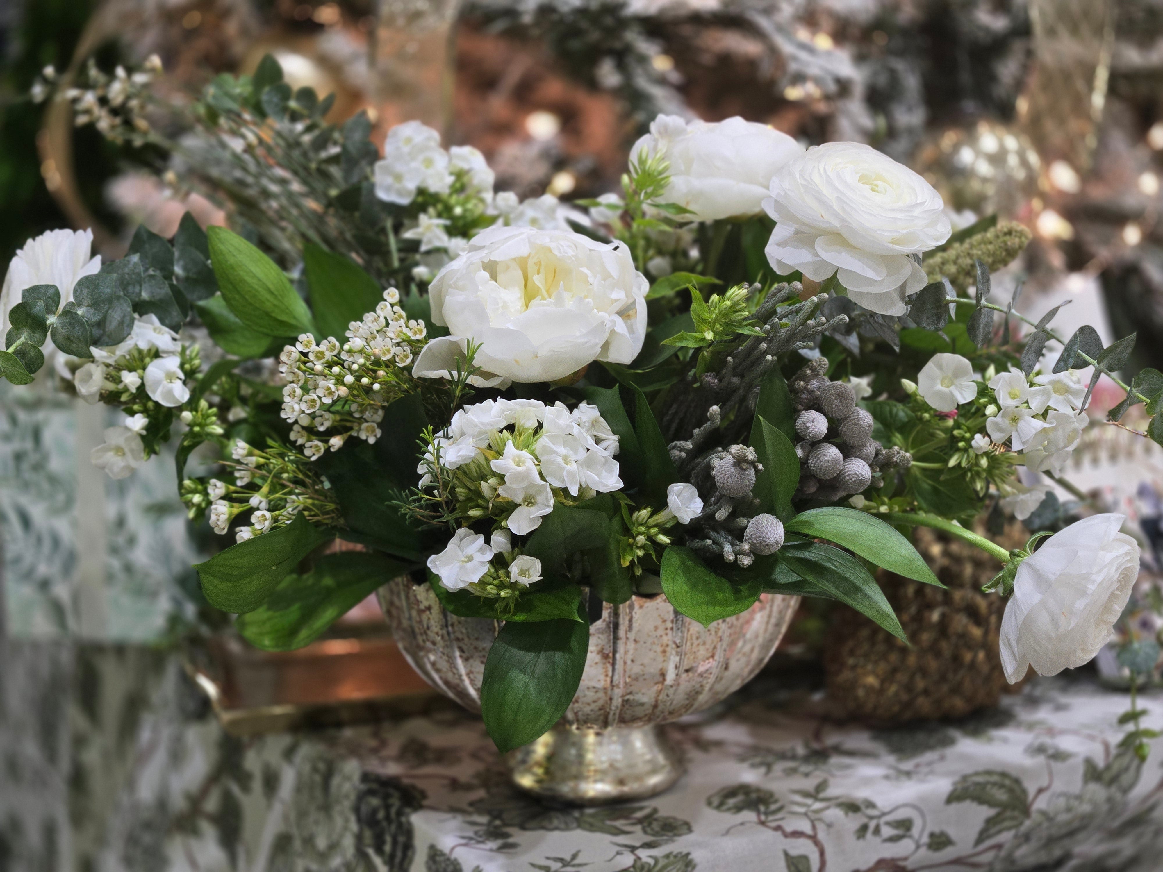 Winter Whites: White Floral Centerpiece