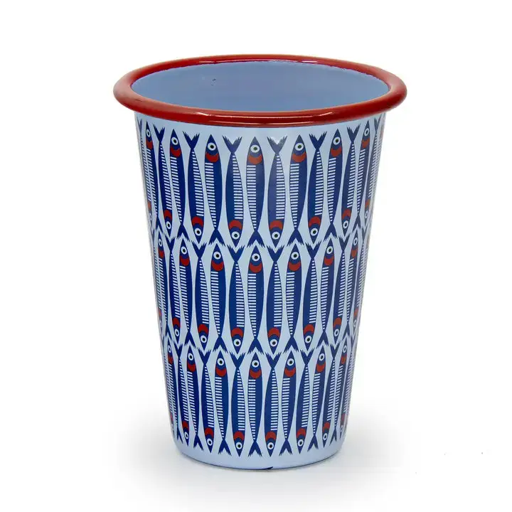 Anchovies Enamelware Tumbler with Red Rim (14 oz)