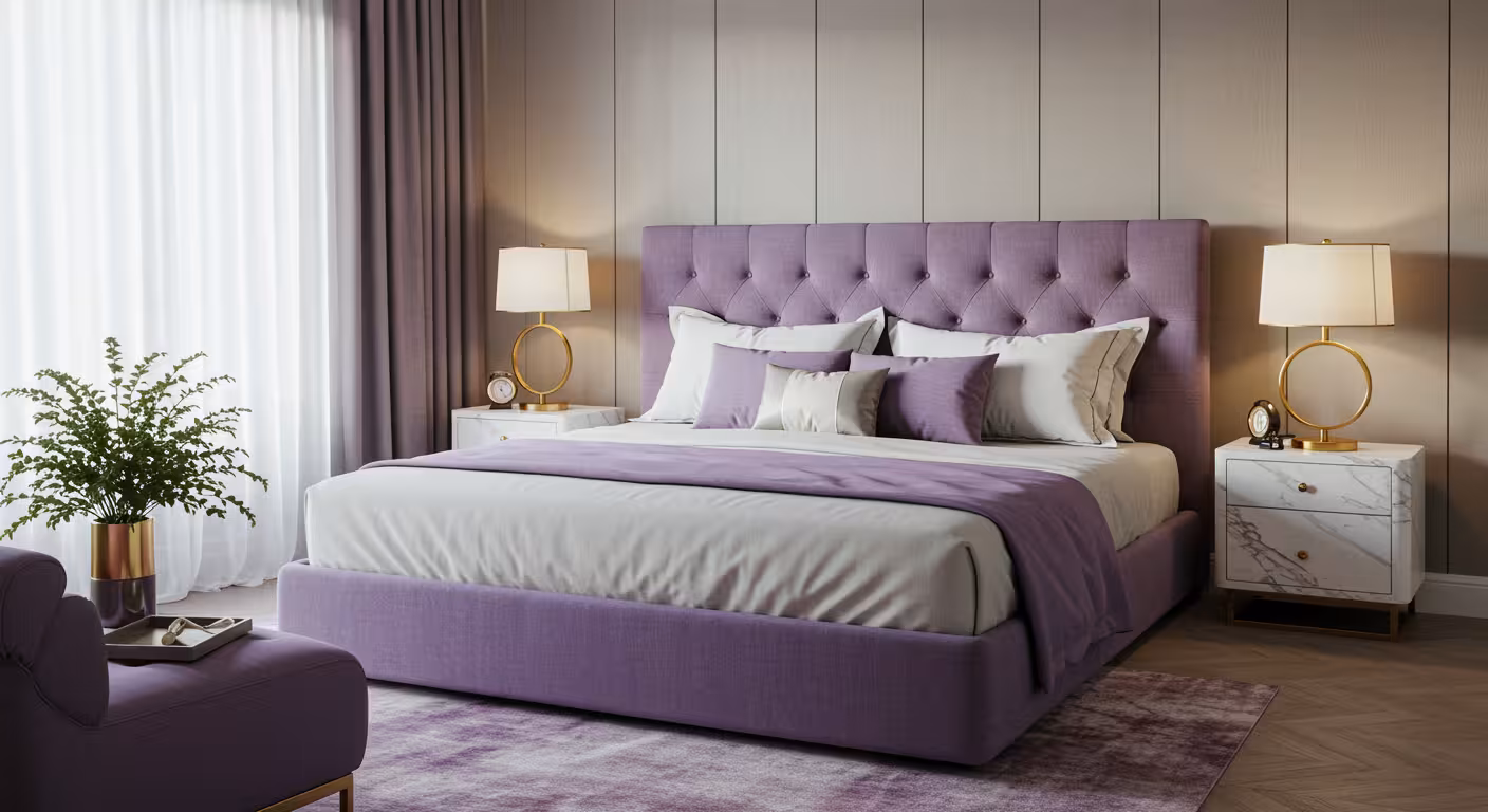 Luxury bedroom interior in a luxury home, featuring a clean, well-maintained space with soft lighting and refined finishes.