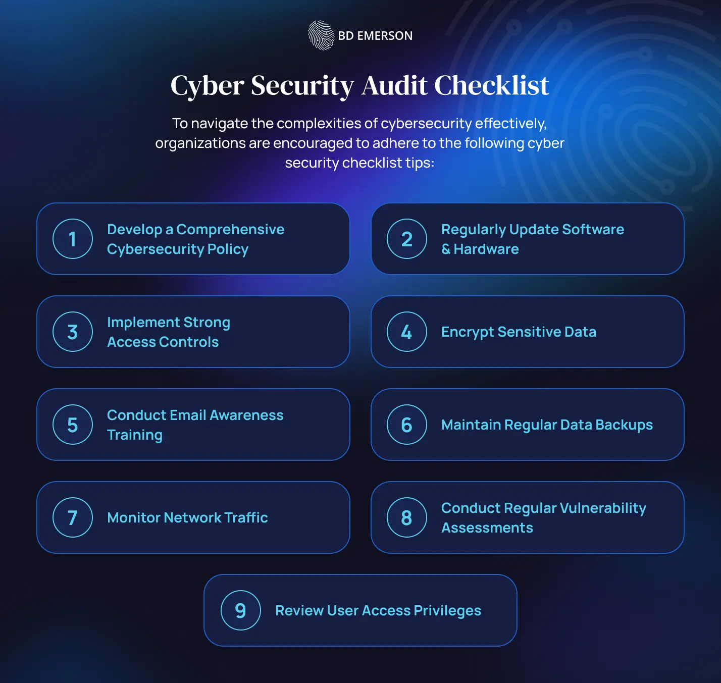 Cybersecurity audit checklist tips