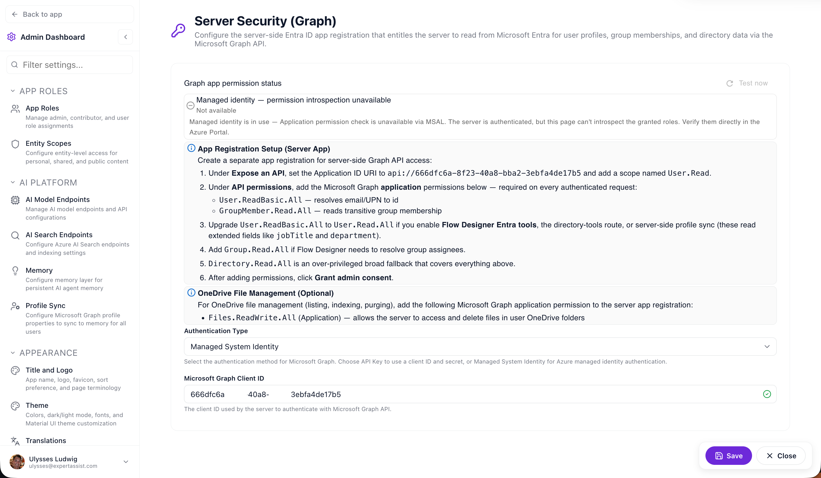 Findable database connection settings authenticated with Azure Managed Identity