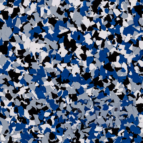 Orbit Flake epoxy floor sample showing brown, tan, and white vinyl flake blend