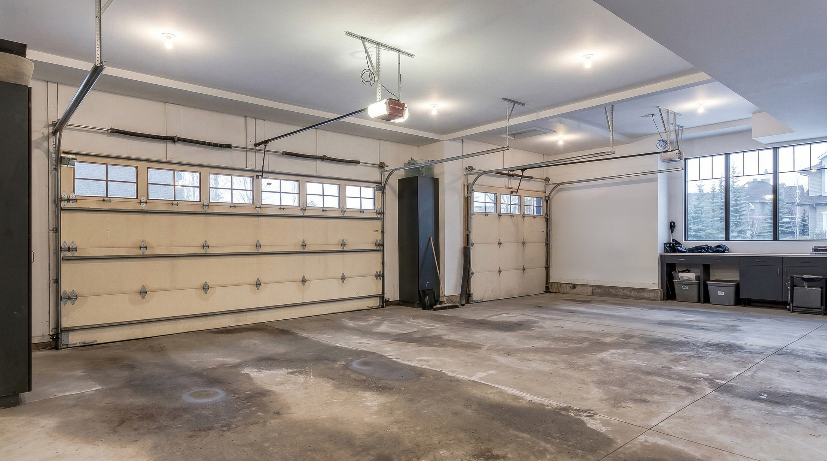 Before: bare concrete garage floor