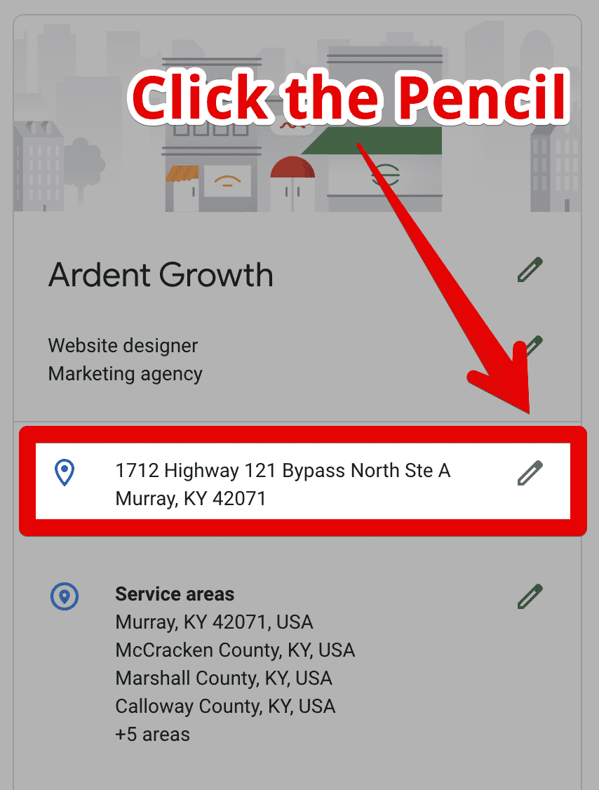 GMB Business Location in the Dashboard