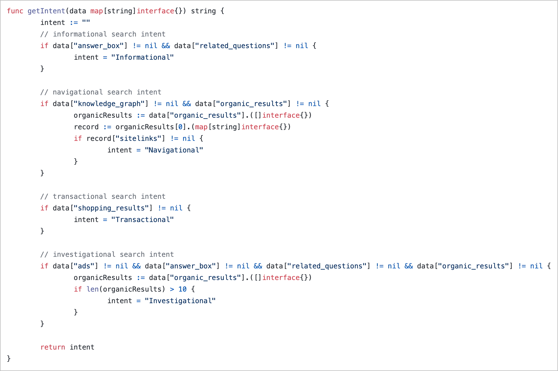 Calculating Search Intent from SERPs in Golang