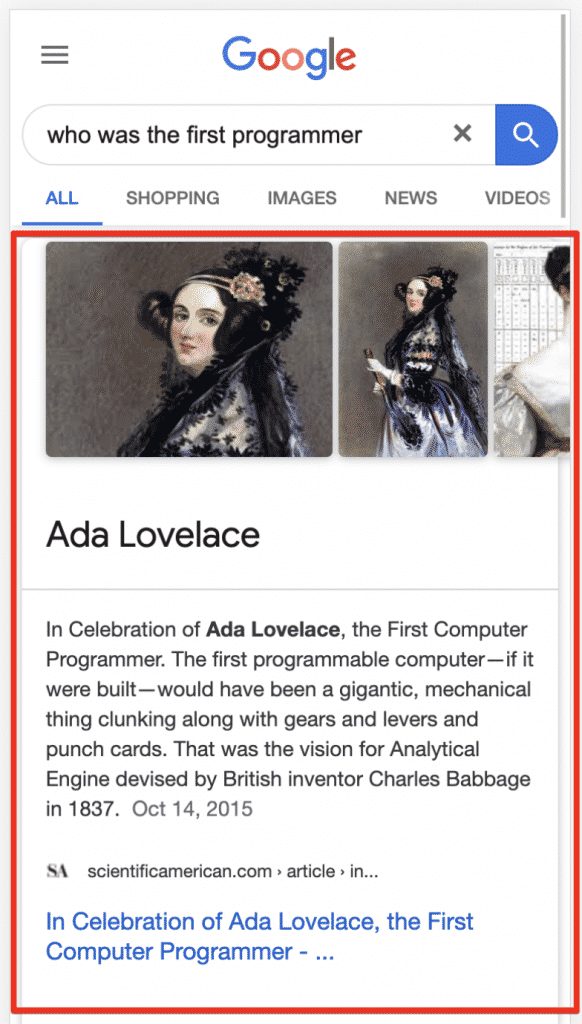 Featured Snippet Mobile