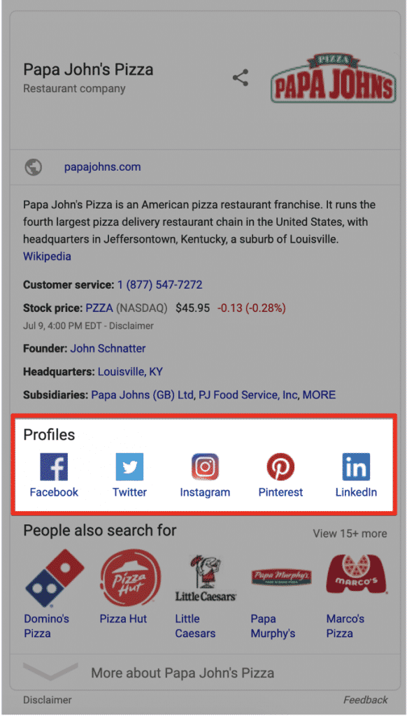 Serp Social Media Profiles