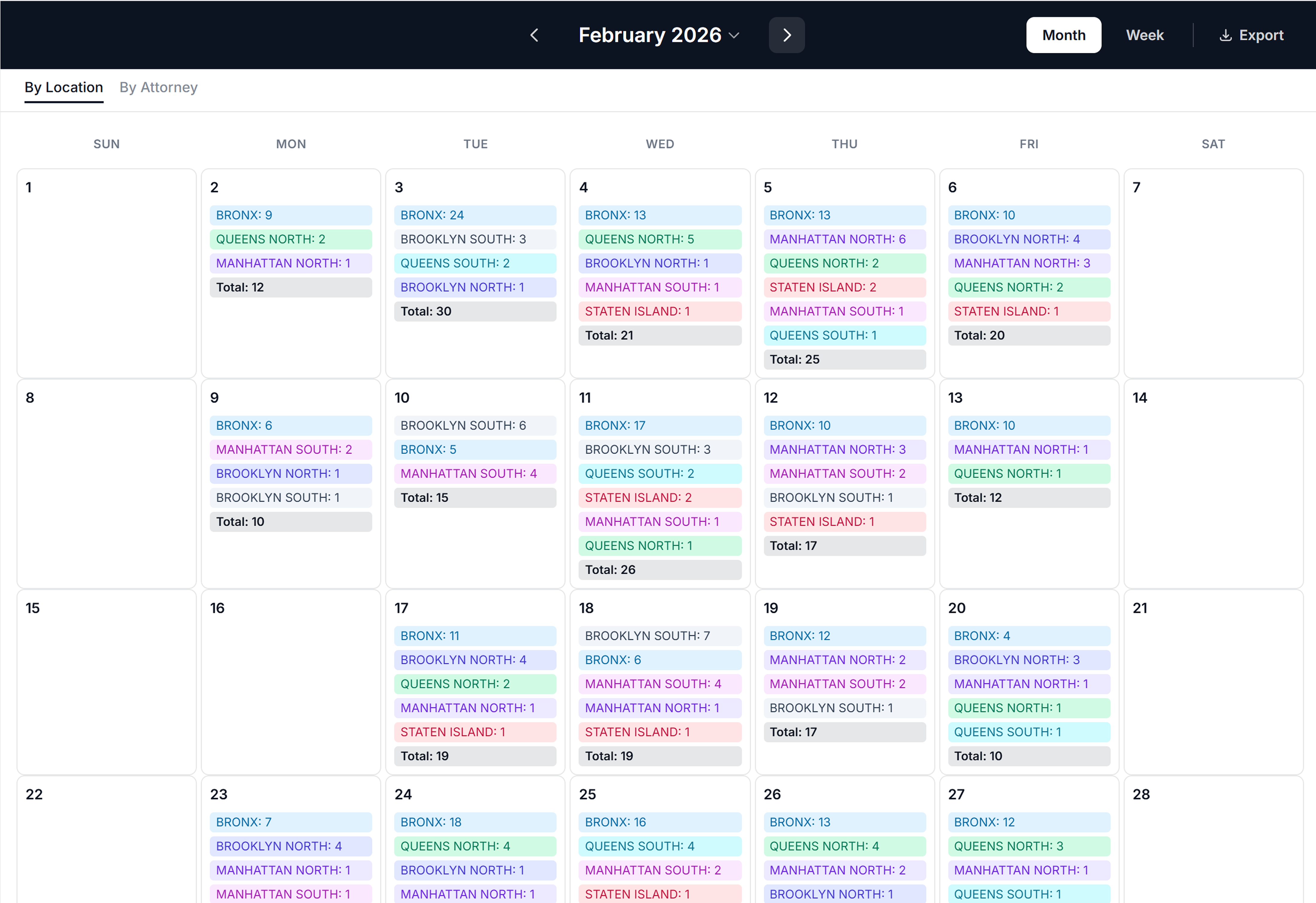 Docket Central Hearing Calendar