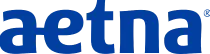 Aetna logo in blue lowercase letters.