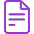 Purple icon of a document with a folded top-right corner and two horizontal lines representing text.