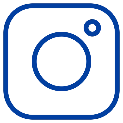 Blue Instagram logo with rounded square and circular camera lens design.