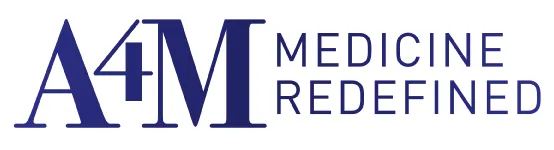 A4M Medicine Redefined logo in dark blue text.