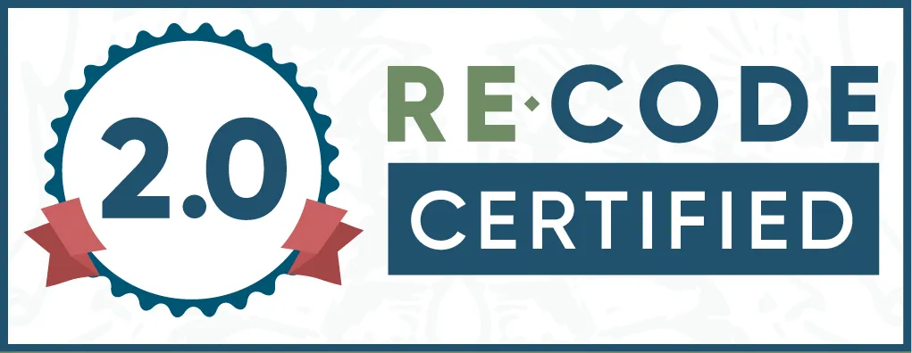Badge with '2.0' and text 'RE·CODE CERTIFIED' indicating certification status.