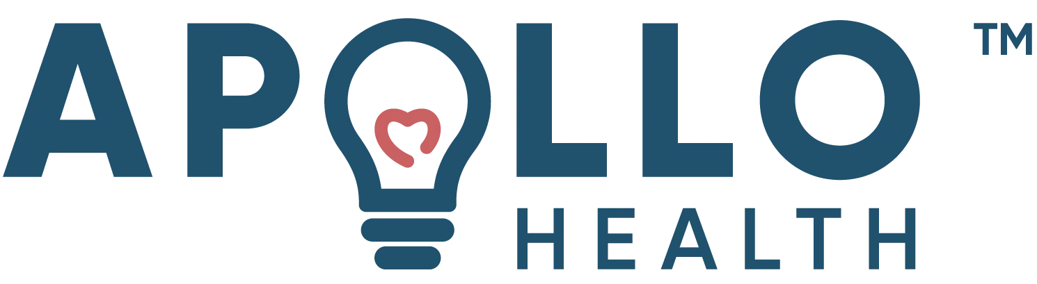 Apollo Health logo with a lightbulb featuring a tooth inside, symbolizing dental health innovation.