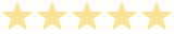 A row of five golden star icons on a transparent background.