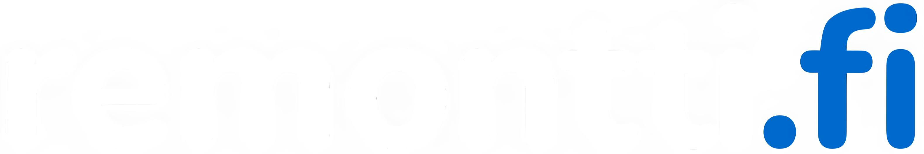 remontti.fi-verkkosivuston logo, valkoinen ja sininen teksti mustalla taustalla.