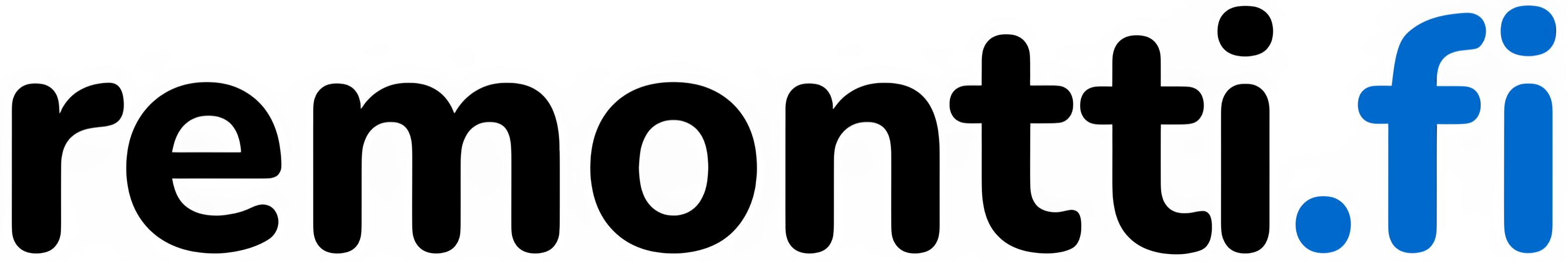 Teksti remontti.fi, jossa remontti on mustalla ja .fi on sinisellä.