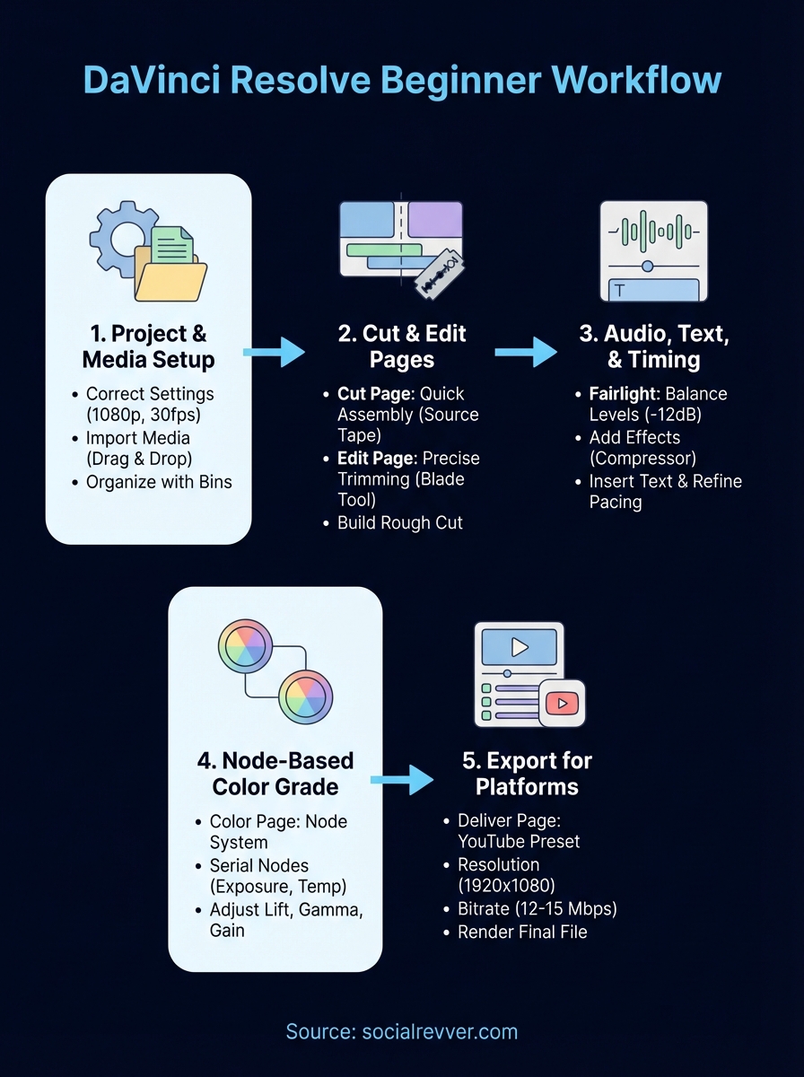 davinci resolve tutorial infographic