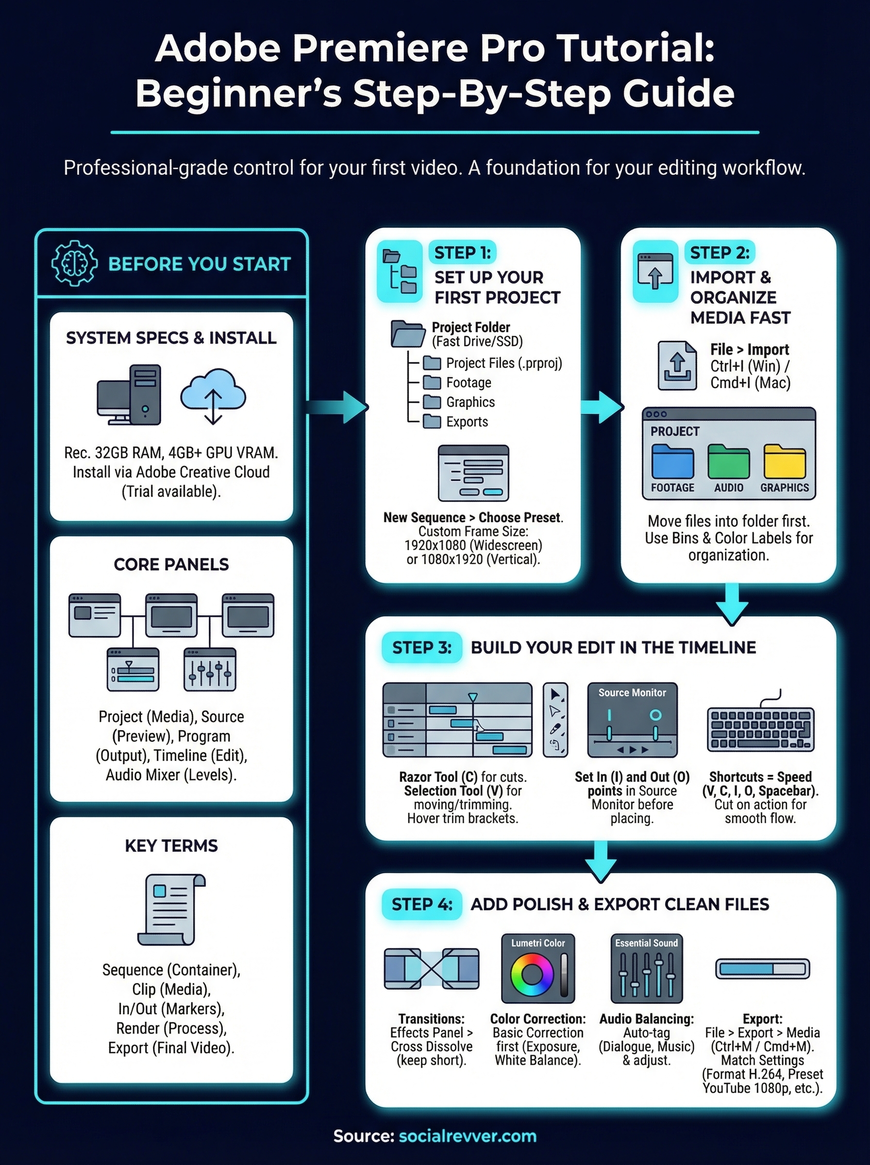 adobe premiere pro tutorial infographic