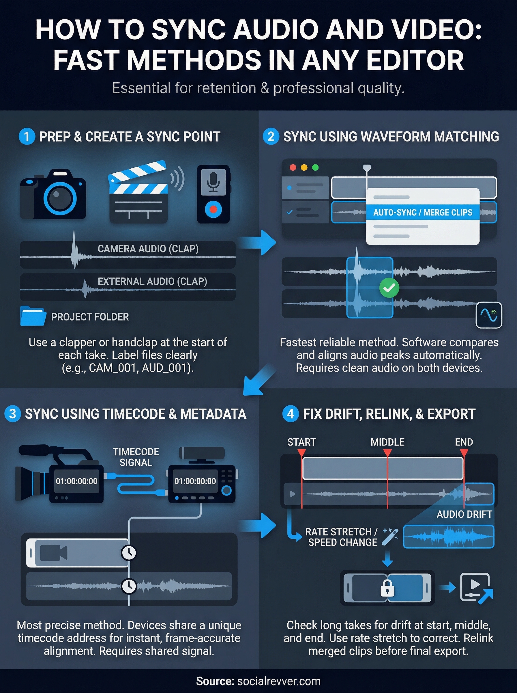 how to sync audio and video infographic