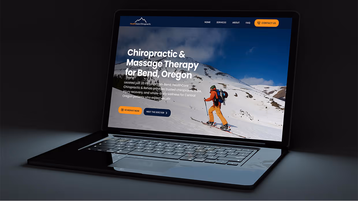 A laptop displaying a website built by Thorne Design Studio
