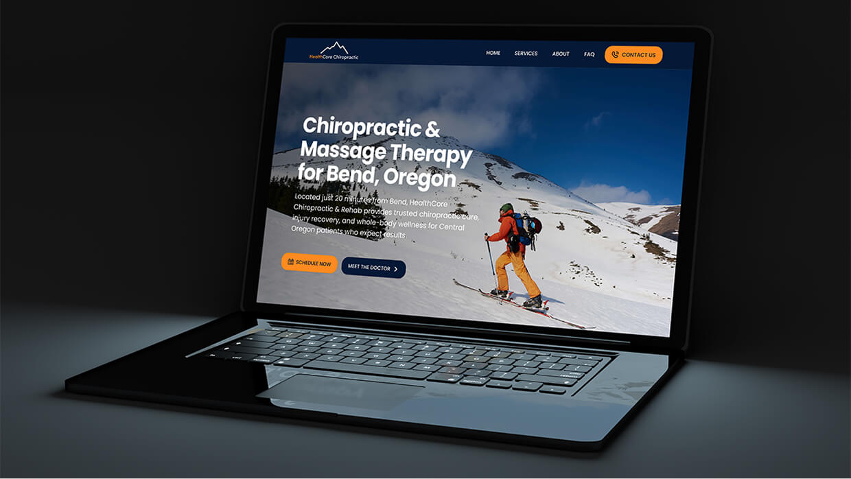 A laptop displaying a website built by Thorne Design Studio