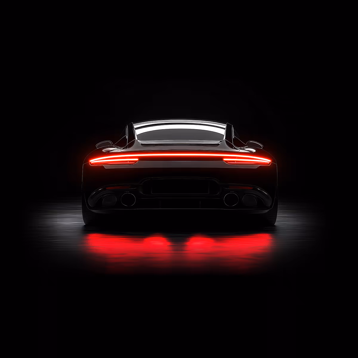 Tail lights of a high end car. Showing sleek dark design.