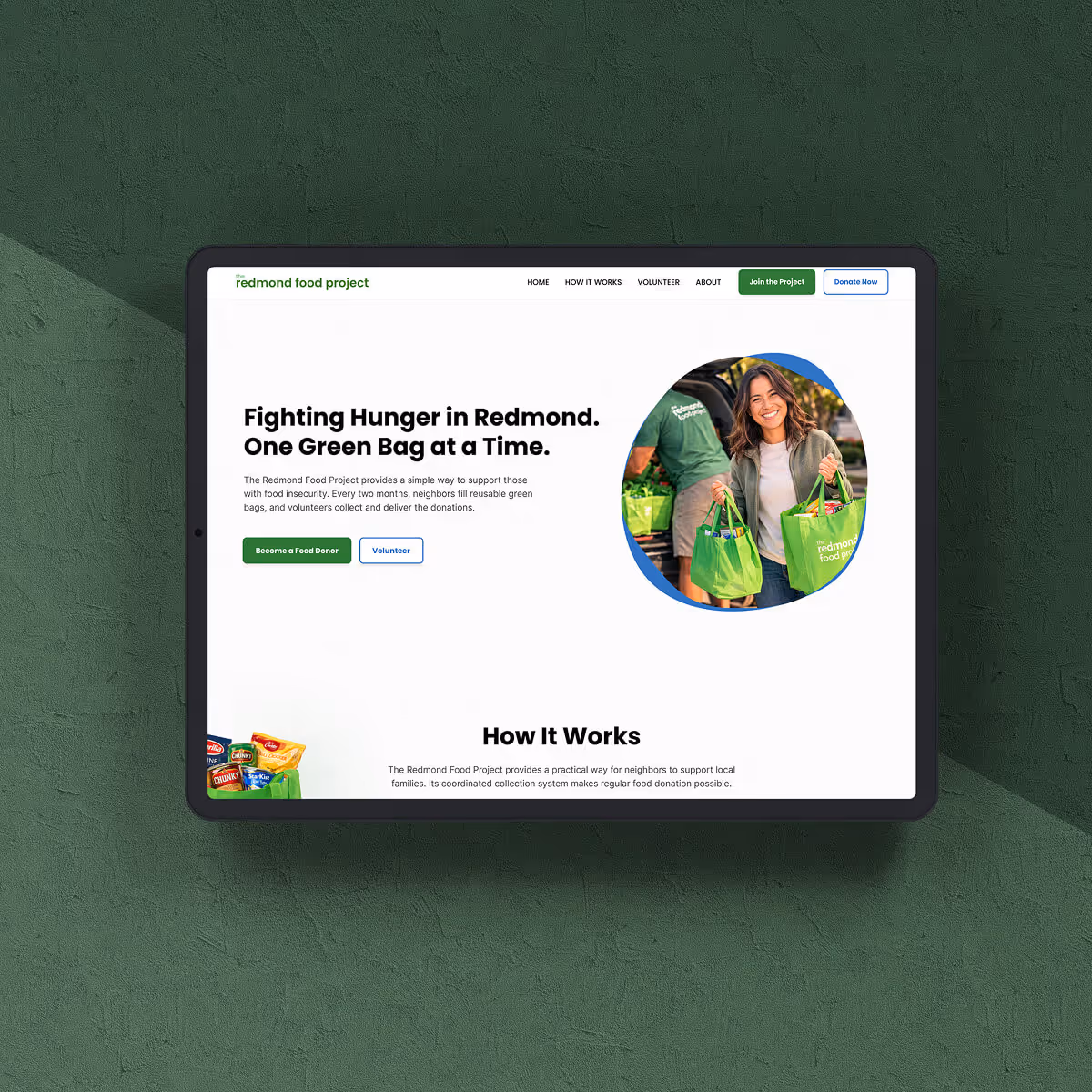 Large tablet display for a website created by Thorne Design Studio